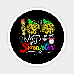 Cute 100th Day Of School 100 Days Smarter Leopard Rainbow Boys Girls Magnet